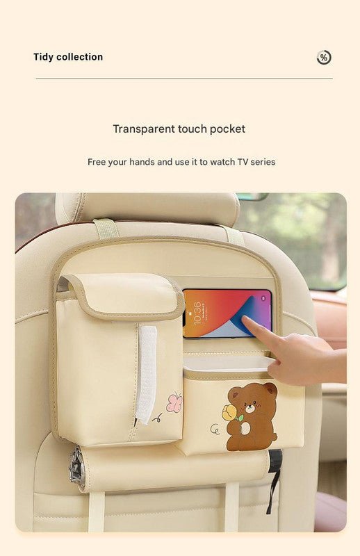 Car Seat Back Organizer with Practical design - Multi - Pocket Storage for Tissues and Gadgets - Cute bear(Pink) - 8920334299821 Toy Chest Australia 6