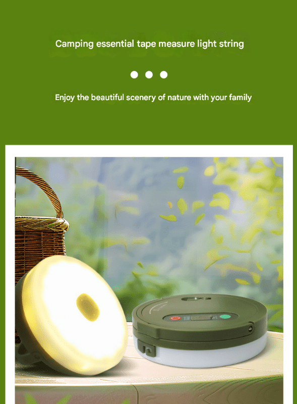 Rechargeable LED Camping Light with 10m Retractable String Light (Color lights)