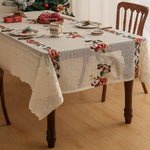 Embroidered Christmas Tablecloth - Embroidered Santa Claus, Reindeer (140*200cm)