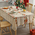 Embroidered Christmas Tablecloth - Embroidered Bells & Holly Design (140*305cm)