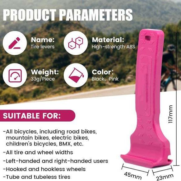 Pink Easy - to - use bicycle tire levers (one pair) - quick tire removal and installation tool - 0681273207329 Toy Chest Australia 2
