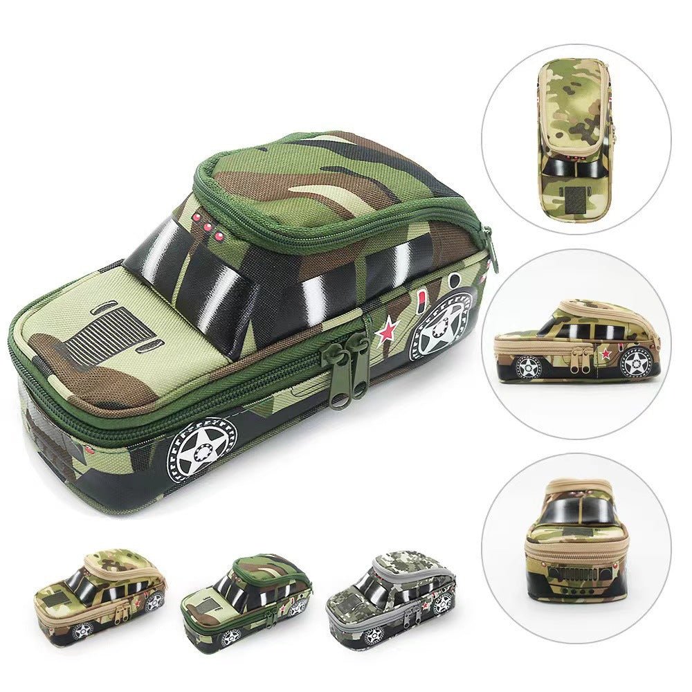 Three - piece camouflage pencil case - school supplies for students