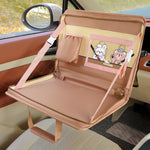 Brown Foldable Car Back Seat Organizer Tray - PU Leather Travel Desk with Tablet Holder - 6814362214109 Toy Chest Australia 1