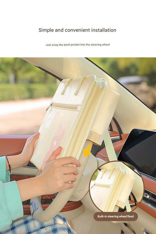 Brown Foldable Car Back Seat Organizer Tray - PU Leather Travel Desk with Tablet Holder - 6814362214109 Toy Chest Australia 8