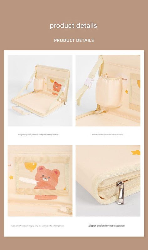 Brown Foldable Car Back Seat Organizer Tray - PU Leather Travel Desk with Tablet Holder - 6814362214109 Toy Chest Australia 9