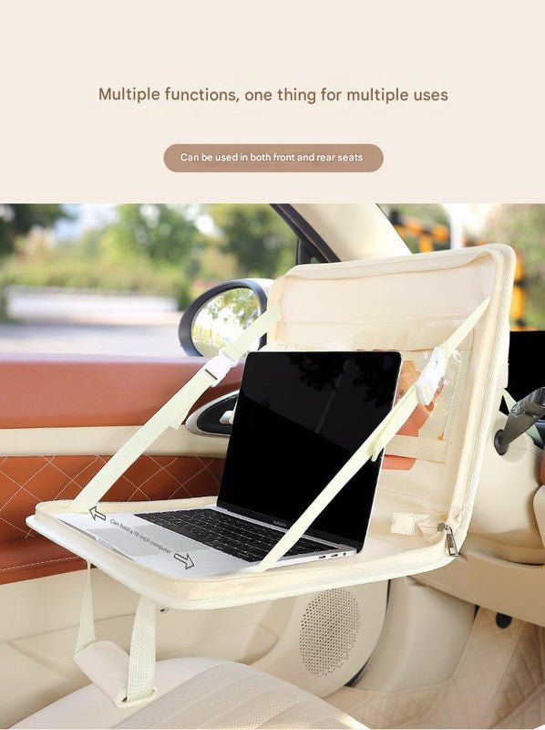 Pink Foldable Car Back Seat Organizer Tray - PU Leather Travel Desk with Tablet Holder - 6814362214111 Toy Chest Australia 3
