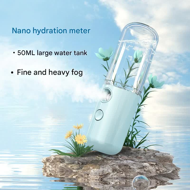Two Portable Nano Facial Sprayer - 50ml USB Rechargeable Moisturizing Disinfectant Sprayer(white)
