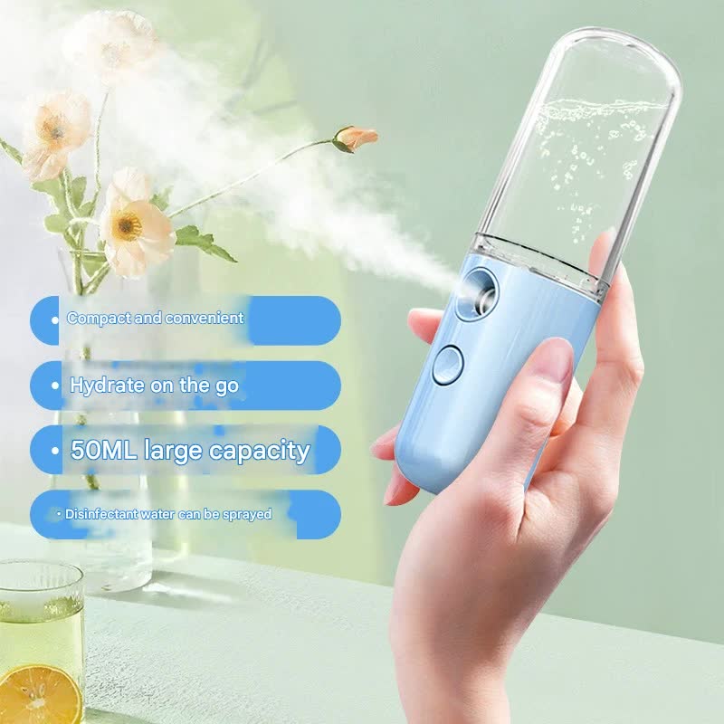 Two Portable Nano Facial Sprayer - 50ml USB Rechargeable Moisturizing Disinfectant Sprayer(white)