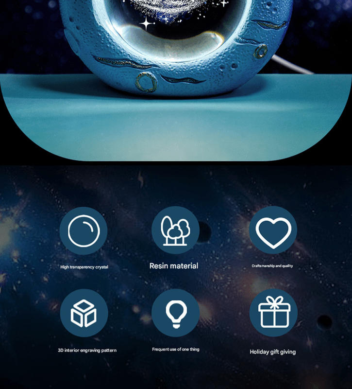Celestial Ring LED Crystal Ball Lamp - 3D Engraving, Unique Gift (Christmas Snowman)