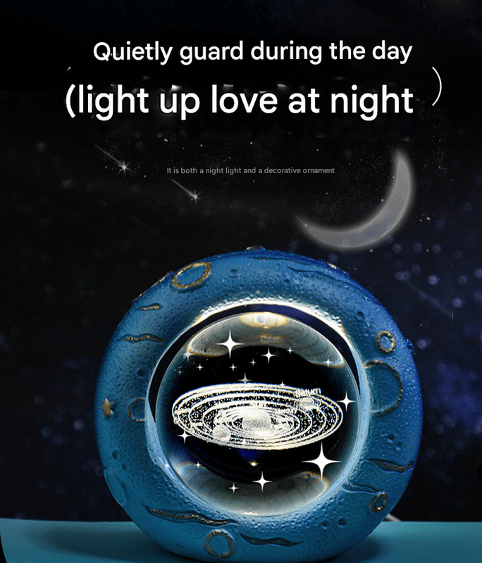 Celestial Ring LED Crystal Ball Lamp - 3D Engraving, Unique Gift (Christmas Snowman)