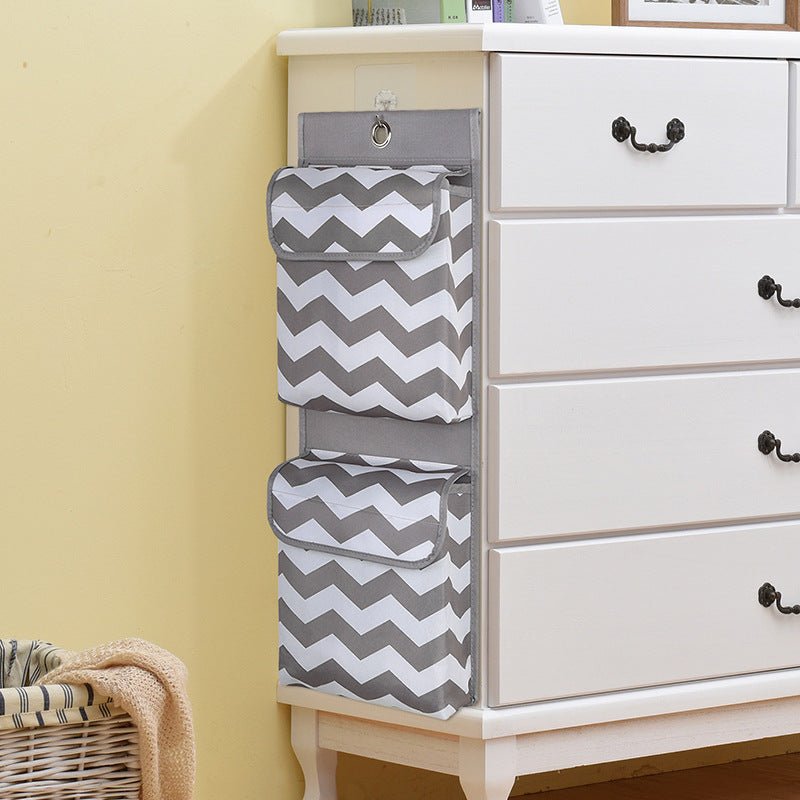 Grey And White Chic Chevron 2 - Pocket Hanging Storage Organizer with Lids - Waterproof Oxford Cloth Wall & Door Mount - 4991232665641 Toy Chest Australia 1