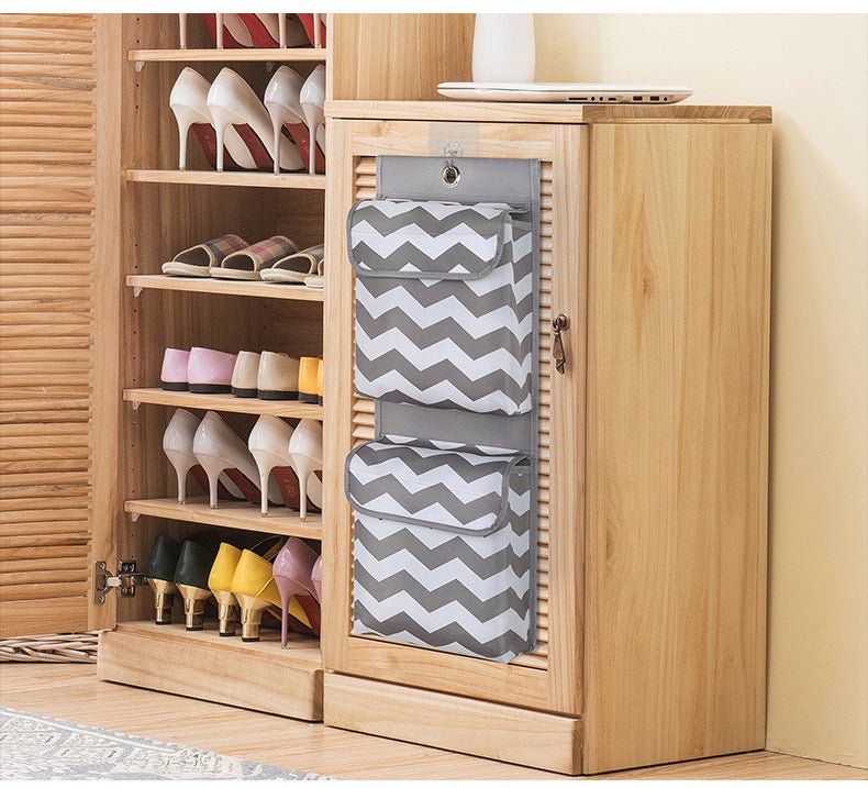 Grey And White Chic Chevron 2 - Pocket Hanging Storage Organizer with Lids - Waterproof Oxford Cloth Wall & Door Mount - 4991232665641 Toy Chest Australia 2