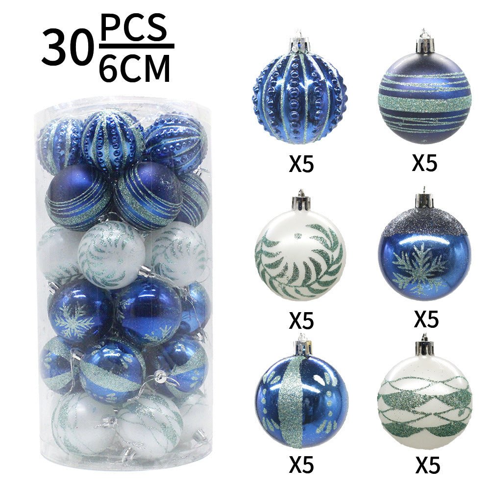 Blue 30 - Piece 6cm Electroplated Christmas Baubles - Hand - Painted Tree Ornaments