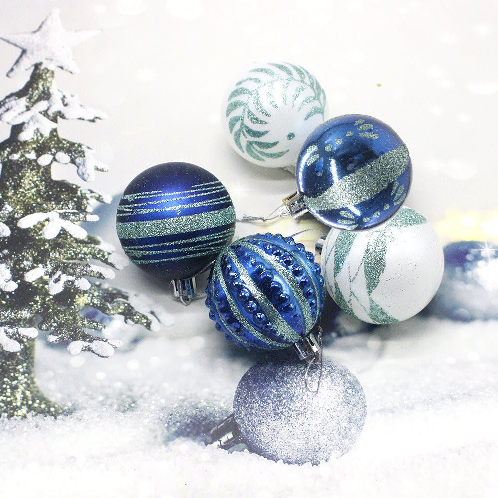 Blue 30 - Piece 6cm Electroplated Christmas Baubles - Hand - Painted Tree Ornaments