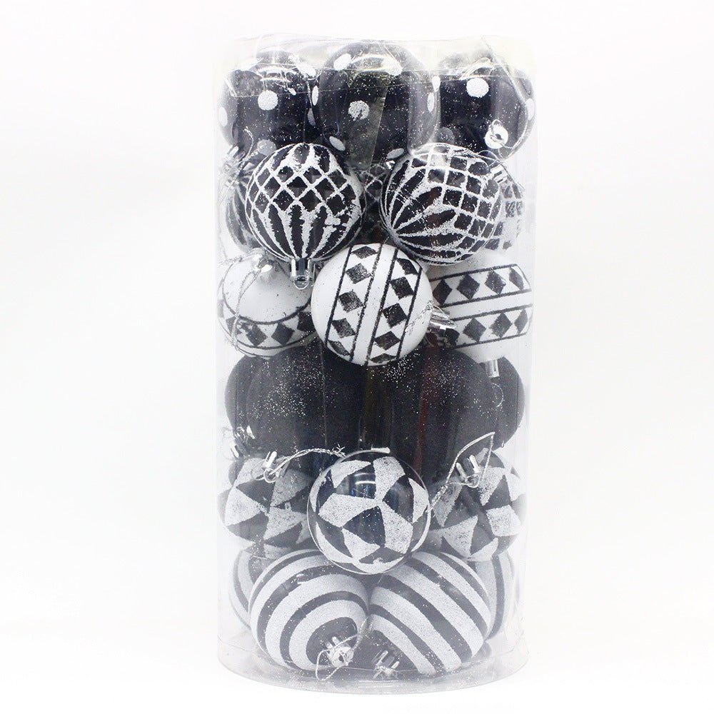 Black - white 30 - Piece 6cm Electroplated Christmas Baubles - Hand - Painted Tree Ornaments