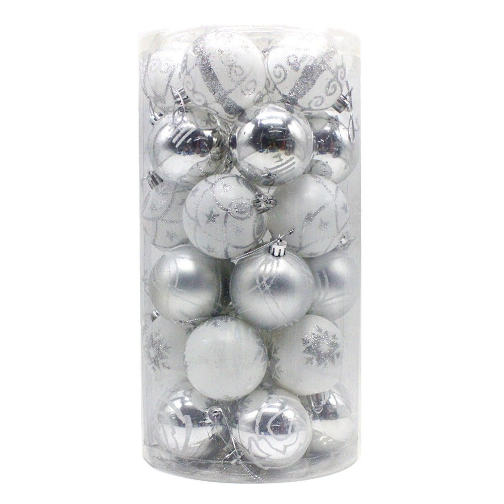 Silver 30 - Piece 6cm Electroplated Christmas Baubles - Hand - Painted Tree Ornaments