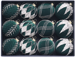 Green 12 - Piece 8cm Christmas Bauble Set - Colorful Flocked Tree Ornaments