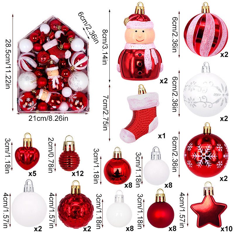 Senior Citizen 72 - Piece Christmas Bauble Set - Hand - Painted House and Round Ornaments