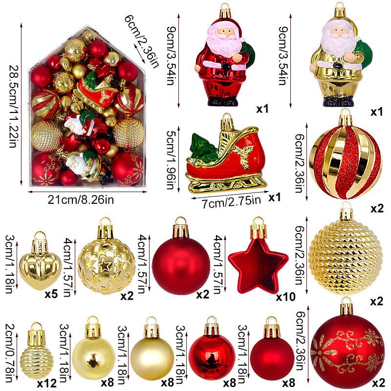 Boot Cut 72 - Piece Christmas Bauble Set - Hand - Painted House and Round Ornaments