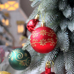 Boot Cut 72 - Piece Christmas Bauble Set - Hand - Painted House and Round Ornaments