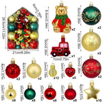 Bear 72 - Piece Christmas Bauble Set - Hand - Painted House and Round Ornaments