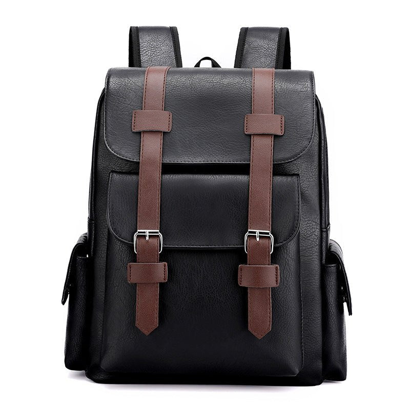 Black Large - Capacity PU Leather Backpack - Stylish Business & Travel Companion