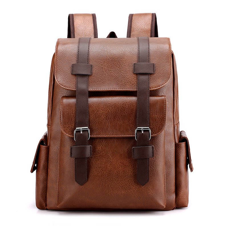Light Brown Large - Capacity PU Leather Backpack - Stylish Business & Travel Companion