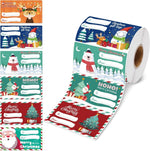 Set of 4 Christmas Gift Tag Sticker Rolls - 2000 Self - Adhesive Labels for Presents