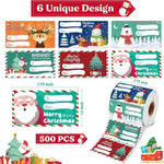 Set of 4 Christmas Gift Tag Sticker Rolls - 2000 Self - Adhesive Labels for Presents