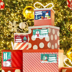 Set of 4 Christmas Gift Tag Sticker Rolls - 2000 Self - Adhesive Labels for Presents