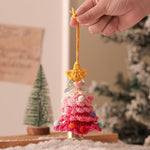 2PCS Red Handmade - Style Crochet Christmas Tree Ornament - Festive Plush Hanging Decor for Home & Car