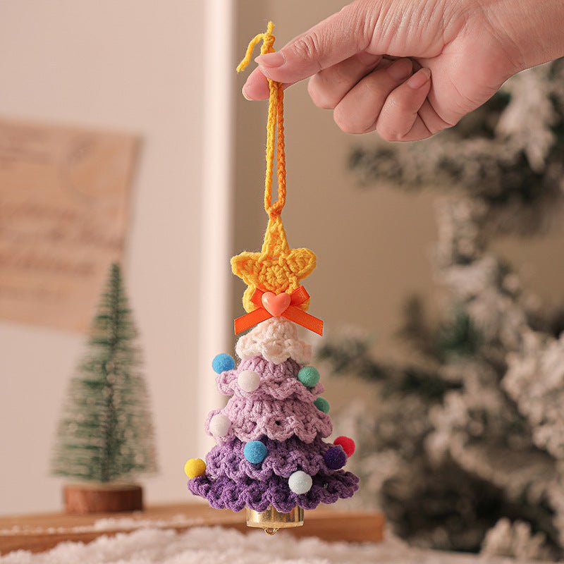 2PCS Purple Handmade - Style Crochet Christmas Tree Ornament - Festive Plush Hanging Decor for Home & Car