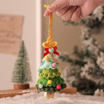 2PCS Green Handmade - Style Crochet Christmas Tree Ornament - Festive Plush Hanging Decor for Home & Car
