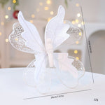White Large Glitter Butterfly Christmas Ornaments (Set of 2) - Clip - On Decorations for Trees & Wreaths