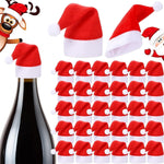 Mini Santa Hat Cutlery Holders (100 - Pack) - Festive Christmas Wine Bottle Toppers & Table Decorations