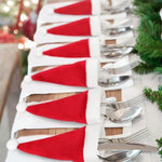 Mini Santa Hat Cutlery Holders (100 - Pack) - Festive Christmas Wine Bottle Toppers & Table Decorations