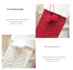 White Large Cable Knit Christmas Stocking - Classic 43cm Holiday Decor for Fireplace Hanging