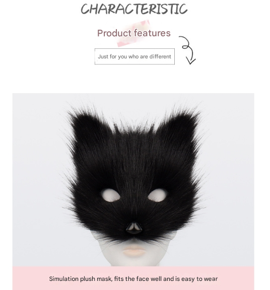 White Halloween Furry Fox Costume Set - Plush Mask, Ears Headband, Tail, and Paws for Cosplay