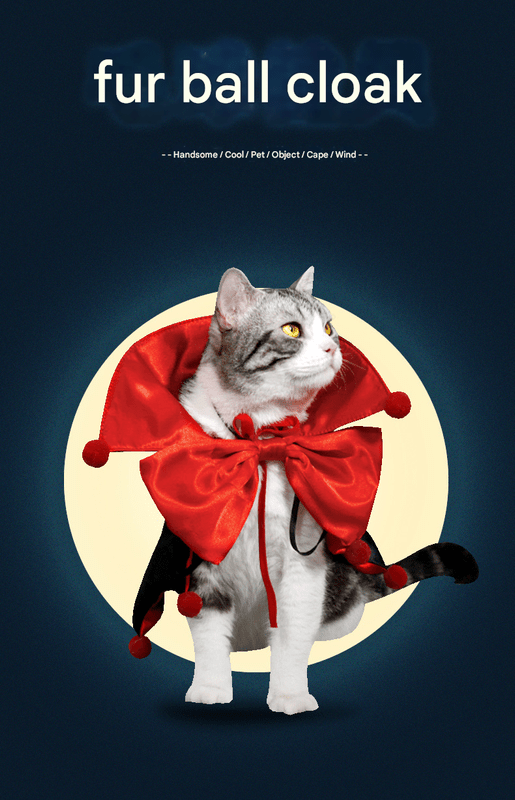 Orange Regal Vampire Pet Cape | Halloween & Christmas Costume Cloak with Bow & Pom - Poms for Dogs and Cats(Size M)