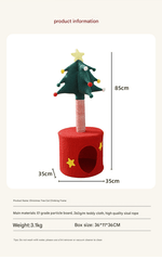 Festive Christmas Tree Cat Scratcher & Condo | 2 - in - 1 Sisal Post with Cozy Hideaway Bed