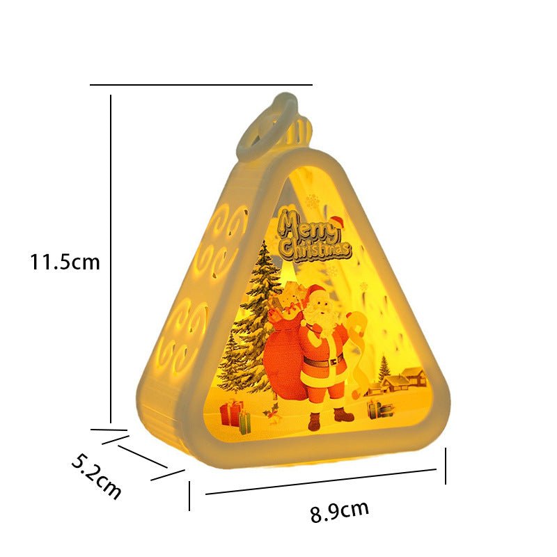 Bronze color Santa Claus Charming Christmas Scene Mini Lanterns (Set of 3) - Battery Operated LED Lights for a Cozy Holiday Glow