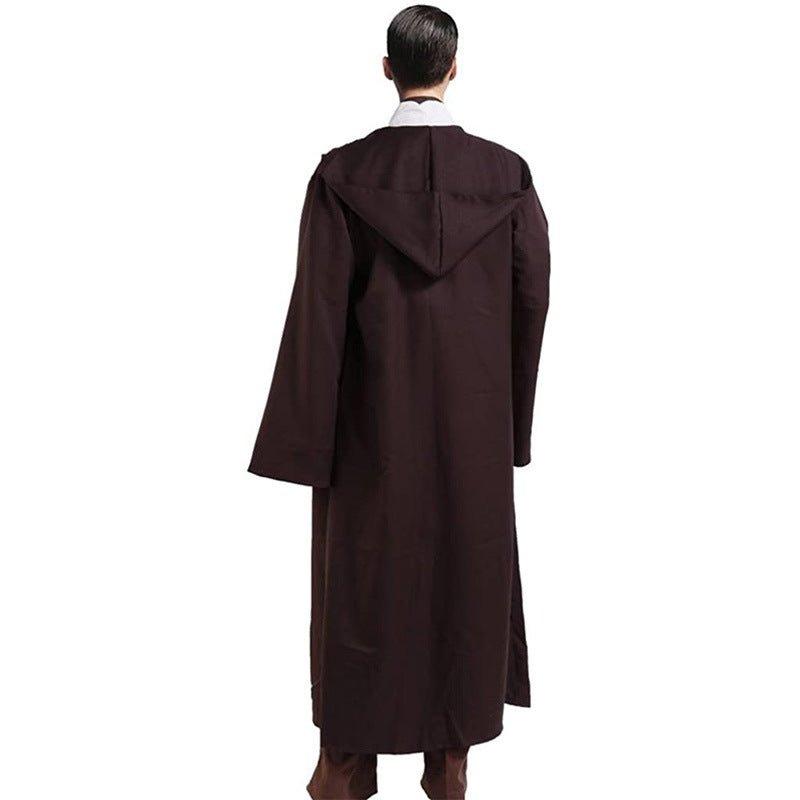 Blue Shadow Wanderer Hooded Cape - Premium Velvet Robe for Jedi, Wizard & Medieval Cosplay