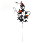 Halloween Black Twig & Pumpkin Stems (2 - Pack) - Artificial Floral Picks for Spooky Arrangements