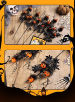 Halloween Black Twig & Pumpkin Stems (2 - Pack) - Artificial Floral Picks for Spooky Arrangements