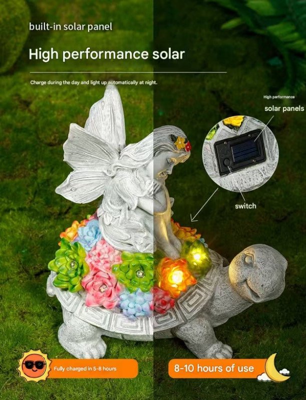 Crystal Ball Turtle Charming Solar - Powered Animal Garden Statue - Waterproof Resin Figurine with Glowing LED Accents