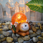 Crystal Ball Dog Charming Solar - Powered Animal Garden Statue - Waterproof Resin Figurine with Glowing LED Accents