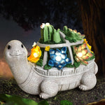 Cactus turtle Charming Solar - Powered Animal Garden Statue - Waterproof Resin Figurine with Glowing LED Accents