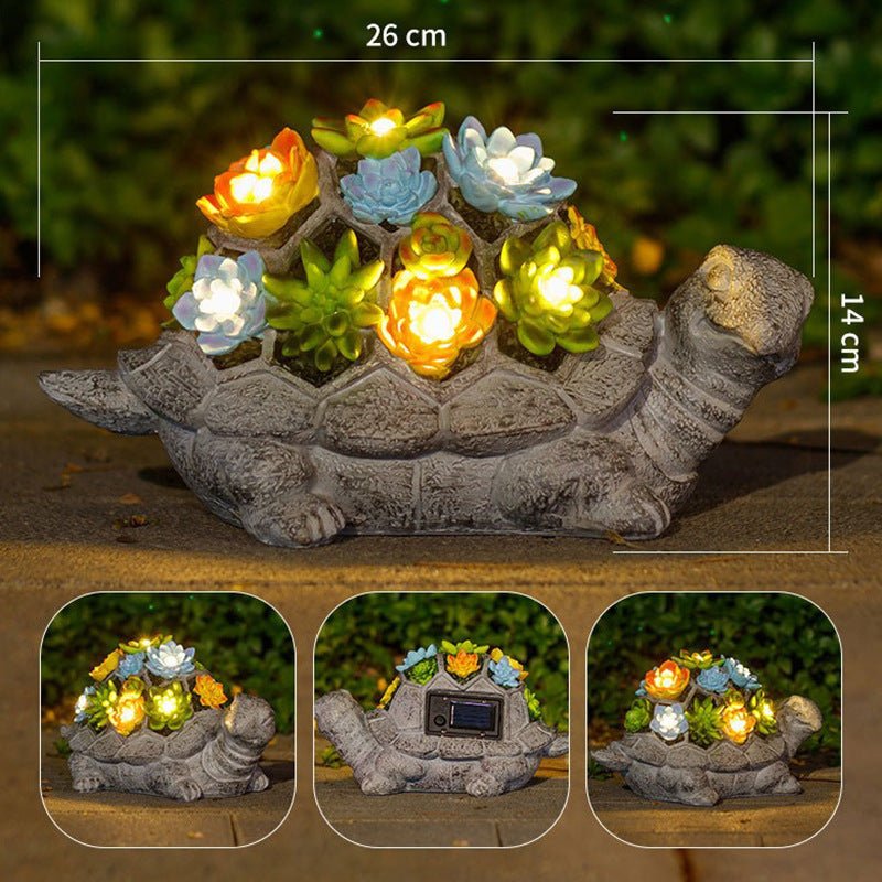 Big turtle Charming Solar - Powered Animal Garden Statue - Waterproof Resin Figurine with Glowing LED Accents