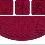 Red Luxury Knit Christmas Tree Skirt with Cable - Knit Border - Rustic Holiday Decor(92cm)