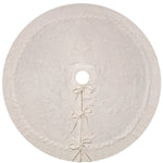 White Luxury Knit Christmas Tree Skirt with Cable - Knit Border - Rustic Holiday Decor(122cm)